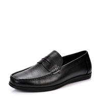 Mocassins en cuir noir pour hommes, bout rond, semelle intermédiaire EVA amortie, semelle extérieure en caoutchouc, chaussures habillées de bureau, couleur unie, toutes saisons