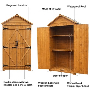 Armario de almacenamiento de <span class=keywords><strong>madera</strong></span> para exteriores, cobertizo de jardín, herramienta, cobertizos, organizador de utilidad con puertas dobles bloqueables - Product Image 5