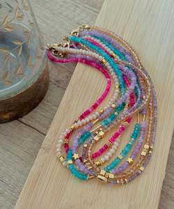 Super Shiny Zircon Pendant <b>Choker</b> Dainty Multicolor Natural Stone Beaded Necklace Handmade Minimalist Waterproof Jewelry for Her - Product Image 3