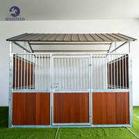 Box à chevaux portable durable, écuries temporaires pour chevaux, panneaux en bambou avec toit surélevé, écurie modulaire portable galvanisée