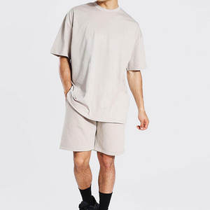 Custom Logo Summer Men's T-Shirt and Shorts <b>Set</b> 100% Cotton Breathable Streetwear OEM Service Bulk Orders - Product Image 1