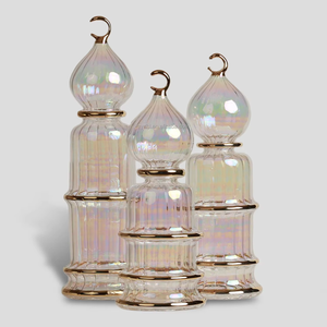 Juego <span class=keywords><strong>de</strong></span> Regalo <span class=keywords><strong>de</strong></span> Frascos <span class=keywords><strong>de</strong></span> Vidrio Acanalados con Diseño <span class=keywords><strong>de</strong></span> Luna para la Torre <span class=keywords><strong>de</strong></span> una Mezquita Islámica, con Cierre Hermético, Decoración para Ramadán y Eid, para Guardar Dulces y Chocolates - Product Image 1