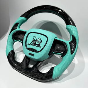 Vente directe d'usine, volant sport en cuir bleu Tiffany, fibre de carbone, LED, pour Dodge <span class=keywords><strong>Challenger</strong></span> Charger <span class=keywords><strong>RT</strong></span> Durango SRT JEEP - Product Image 4