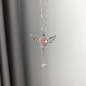 Pendentif porte-bonheur en argent pur S925, petit gourde rouge rose, nouveau style chinois, luxe, entièrement serti de diamants, creux, ensemble de bijoux tendance - Product Image 3