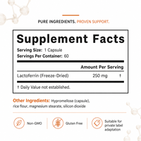 Capsules de lactoferrine lyophilisée de qualité professionnelle avec ingrédient actif de haute pureté pour soutenir l'absorption du fer
