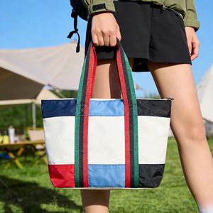 <span class=keywords><strong>Borsa</strong></span> Tote in Nylon a Blocchi di Colore di Grande Capacità per Campeggio, Pendolarismo Quotidiano, Sport e Uso Casual Femminile - Product Image 1
