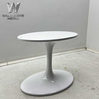 Base de Mesa Estilo Escandinavo con Patas de Metal Blanco Brillante, Soporte Moderno para Mesa Auxiliar de Sala de Estar o Cafetería