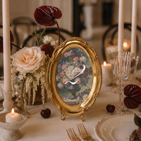 Cadre de numéro de table en métal orné style peinture à l'huile classique pour mariage, banquet, restaurant, bar, fête, décoration romantique, vente en gros
