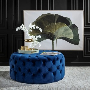 Muebles para el hogar de lujo terciopelo teal distintos tapizado otomano redonda Banco asiento de tela pie taburete Decoración - Product Image 6