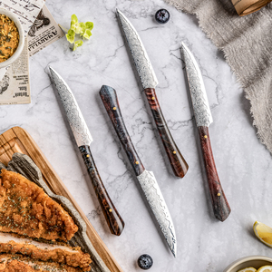 Grandsharp Premium <span class=keywords><strong>Coltelli</strong></span> <span class=keywords><strong>Da</strong></span> Bistecca Set Alto Tenore di Carbonio In Acciaio di Damasco Non Seghettato Coltello <span class=keywords><strong>Da</strong></span> Bistecca Set 4 Pcs Coltello <span class=keywords><strong>Da</strong></span> <span class=keywords><strong>Tavola</strong></span> per la Famiglia - Product Image 1