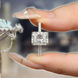 Bague de fiançailles CZCITY en zircon taille émeraude de luxe, argent sterling 925 plaqué or, tendance, cadeau de fête de mariage pour femmes - Product Image 3