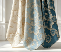 Kain Jacquard Brokat Tenun Berkualitas Tinggi 100% Poliester, Bernapas, Dapat Disesuaikan, Motif Bunga Emas 3D, Pewarnaan Benang, untuk Gorden dan Tas