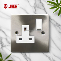 Prise à interrupteur à angle droit 13A 1 poste, norme britannique, simple/double pôle, 250V, en acier inoxydable, indice de protection IP20, facile à installer