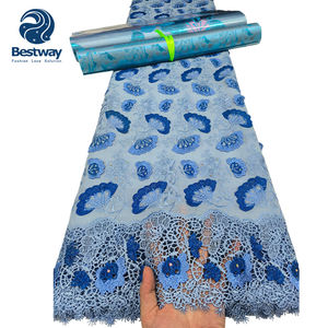 Tela de Encaje Bordada con Flores 3D de Alta Calidad, <span class=keywords><strong>Material</strong></span> de Voile Suizo Africano Hecho a Medida por Bestway - Product Image 3