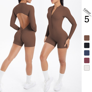 Tuta Intera da Donna con Schiena Scoperta e Mezza Zip, Effetto Push-Up, per Sport, <span class=keywords><strong>Fitness</strong></span> e Corsa - Vendita all'Ingrosso Diretta dalla Fabbrica - Product Image 1