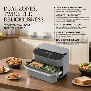 Friteuse à air à double panier 10,8 L 2850 W 40-200 ° Four numérique antiadhésif C 7 avec menus prédéfinis pour la maison et le commerce 110-240V - Product Image 5