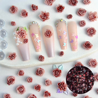 30 pièces/sac phosphorescent résine rose rose camélia décalcomanies pour ongles fait à la main mélange breloques pour ongles Kit d'accessoires Nail Art décoration