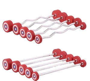 Captain America Diseñado Barbell fijo Recubierto Barra de goma Barra recta Barra curva Gimnasio Comercial <span class=keywords><strong>Bar</strong></span> Bell - Product Image 1