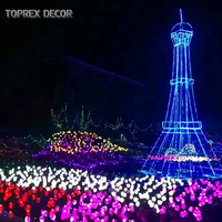 Lampu Dekorasi Taman TOPREX DECOR untuk Hari Valentine, Lampu LED Bentuk Bunga Mawar dari Kain Tahan Air, Dapat Dimasukkan ke Tanah untuk Dekorasi Lanskap Taman