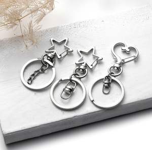 Porte-clés en forme de cœur, étoile à cinq branches, fermoir à homard, anneau de clé séparé, porte-clés, fournitures de bricolage, fabrication de bijoux, matériel en étoile argentée - Product Image 4