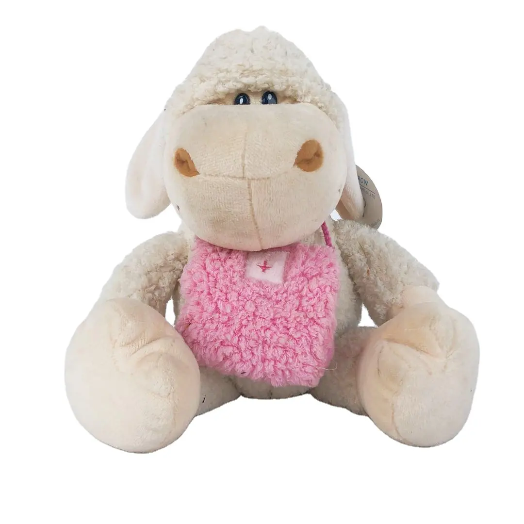 Juguetes de peluche de oveja para niños personalizados al por mayor, juguetes de peluche de oveja mini gorda con bolso Rosa cálido