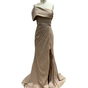 Newest Sexy Tube Top Satin Long Elegant Plus Size Gown Bridesmaid Dresses High Slit Evening Party Elegance Prom Dress