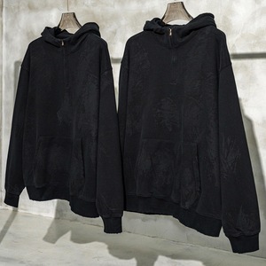 Sweat à capuche oversize 420g pour homme, haut de gamme, unisexe, avec fermeture éclair quart de tour, capuche grande taille, design uni délavé à l'acide - Product Image 2