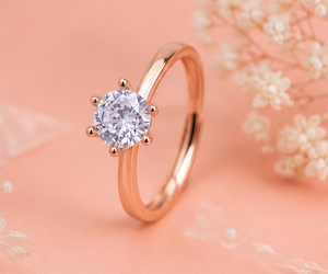 Rose Gold Plated 925 Sterling Silver Solitaire <b>Ring</b> <b>Adjustable</b> Women's <b>Ring</b> Minimalist Fine Jewelry Fashion Handmade - Product Image 1