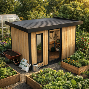 Abri de jardin préfabriqué ADU, cabane de rangement sécurisée avec porte verrouillable, pour outils et équipements. - Product Image 5