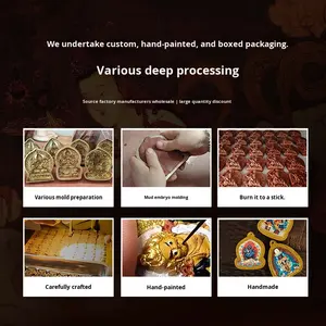 Adorno Colgante para Coche de Tsatsa Thangka Pintado a Mano con Buda de la Medicina, Ksitigarbha y Palden Lhamo - Product Image 4