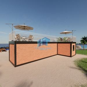 Tienda de contenedores prefabricada multifuncional Barandillas de <span class=keywords><strong>metal</strong></span> blanco Base cerrada y cubierta abierta hecha de material de panel sándwich - Product Image 3