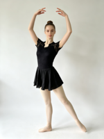 Robe de justaucorps de ballet noire pour filles, à manches courtes en dentelle, dos découpé, jupe en mousseline, costume de scène imprimé numériquement