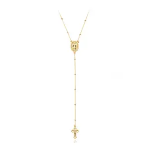 Tôn Giáo Đồ Trang Sức Christian Tượng Tôn Giáo Chữ Thập 18K Mạ Vàng Lariat Dây Chuyền Cho Nam Giới Và Phụ Nữ