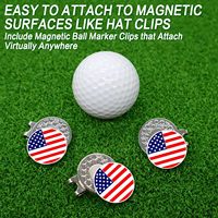 Marqueur de balle de golf magnétique avec logo personnalisé Marqueur de balle de golf en métal avec clip pour chapeau Logo drapeau américain Design Marqueurs de golf