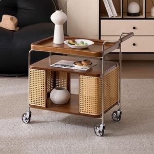 थोक ओम गंध आधुनिक पोर्टेबल धातु रतन बार मोबाइल रेस्तरां कॉफी कार्ट सामान और होटल ट्रॉली - Product Image 2