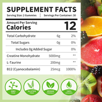 Greenpie Pompe d'azote Créatine Citrulline Arginine Huperzine Pompe PreWorkout Gummies/Poudre pour culturistes Endurance Athlètes