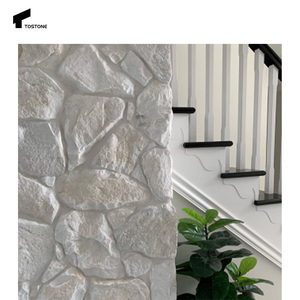 Tostone Chất lượng cao trắng mặt bên ngoài bức tường đá vôi Ốp ngoài trời biệt thự đá trang trí nội thất tấm chia bề mặt kết thúc - Product Image 6
