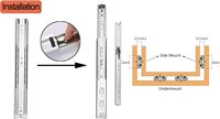 Glissière à roulement à billes classique à ouverture par pression, 3 plis, largeur 45 mm, zinguée, fermeture douce, pour cuisine, usage extérieur, installation facile, Chine