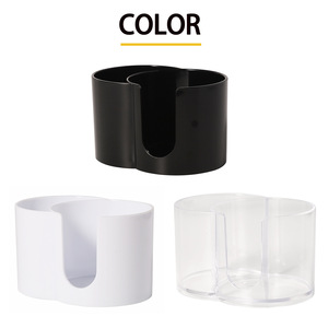 Support pour coton-tiges et boîte de rangement pour démaquillant, organisateur de cosmétiques de bureau, design portable rond à double trou - Product Image 4