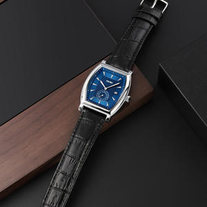 Montre carrée pour <span class=keywords><strong>homme</strong></span> JHT Fashion Wine Barrel, boîtier en alliage de zinc, bracelet en <span class=keywords><strong>cuir</strong></span>, résistante à l'eau 30M, calendrier, montre à quartz pour affaires - Product Image 3