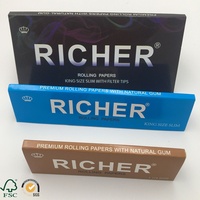 Papier à rouler personnalisé en gomme arabique naturelle, coloré, avec logo sur mesure, non blanchi, format 1 1/4, avec filtre intégré
