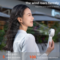 Ventilateur portable pliable 100 vitesses haute vitesse 1800 mAh rechargeable, mini ventilateur personnel à porter autour du cou, turbo, avec support