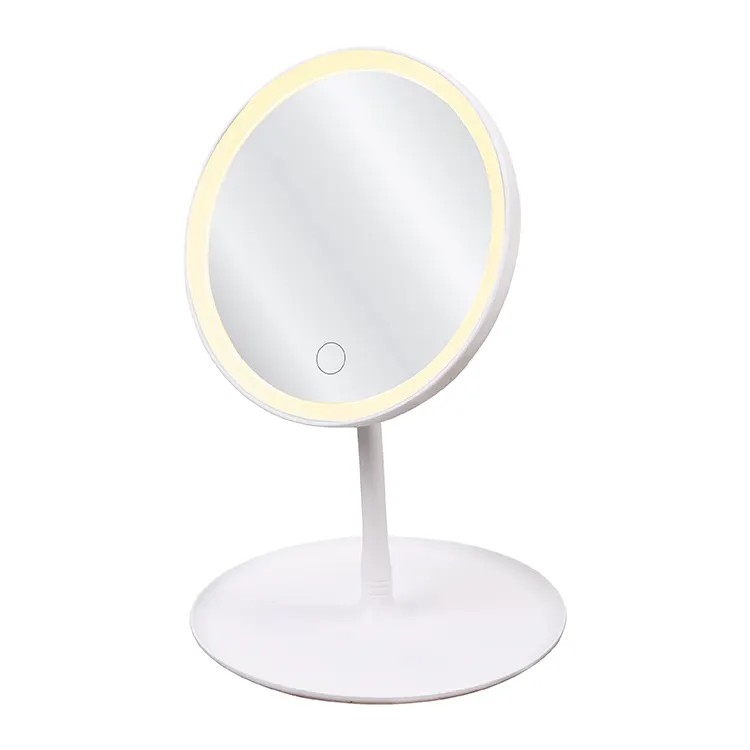 WELLRICH Round Sensor Makeup Mirror Vanity Mirror with LED Brightness Adjustable Portable Tabletop Cosmetic Mirror