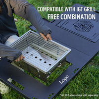 Réchaud de camping IGT demi-unité 7500W pliable pour cuisson extérieure, pique-nique, barbecue