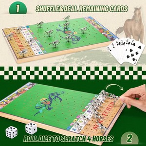 競馬ボードゲームレースゲーム11耐久性のある金属馬と<span class=keywords><strong>2</strong></span>サイコロ付きの厚い無垢材 - Product Image 2