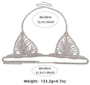 Großhandel High Waist Design Goldkette Strass Dessous Set Halfter Frauen Sexy Body Chain Schmuck - Product Image 5