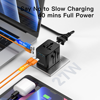 Adaptateur de voyage OULIYO-F01-PQ27W GAN avec ports USB, prise universelle multi-types
