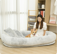Lit pour chien humain adulte en peluche géant ultra-doux lit pour chat grotte avec boîte d'emballage pour personnes et animaux de compagnie