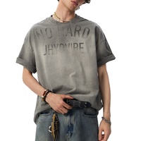 T-shirt unisexe rétro d'été, effet vieilli, gaufré, manches courtes, mode streetwear homme, 100% coton 280 grammes, avec lettres