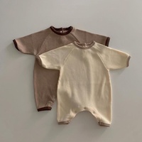 Combinaison en coton personnalisée à col rond et manches longues pour bébés garçons et filles, ensemble d'automne pour nouveau-nés, nourrissons et tout-petits, douce, respirante et écologique